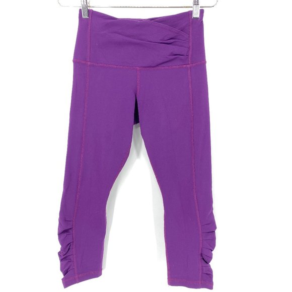 Karma Pants - 🌵 Karma Yoga Purple Ruched Capri Leggings